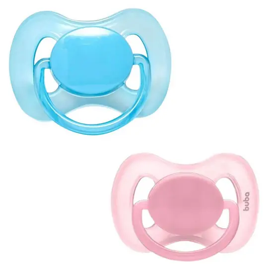 Chupeta Buba Silicone Confort Tam Simétrico Kit 2 Menina Brilha