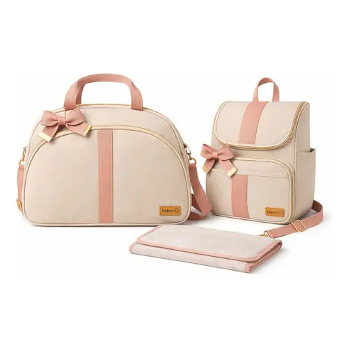 Bolsa Maternidade Saída Kit Mala Bebê Menina Menino 4 Peças Cor Creme/rose