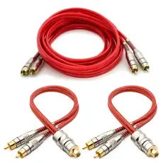 KIT CABOS RCA BLINDADO 5 METROS +CABO Y 2 MACHO 1 FEMEA SOM AUTOMOTVO