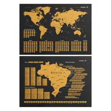 Kit Mapas Raspadinha Mundi Do Brasil Viagem Lugar Visitado Bandeiras Presente Passeios scratch map