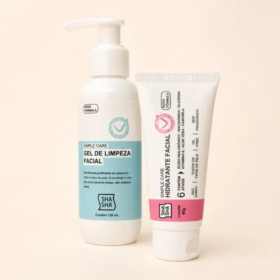 Kit Essencial SHA SHA | Gel de Limpeza Facial 120ml + Hidratante Facial 40g | Rotina Simplificada