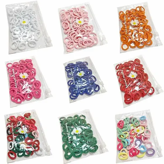 Elásticos de Cabelo Mini Rabicó Coloridos Sem Metal Kit em Saquinho Zip