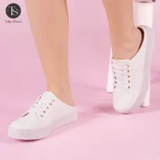 Mule Feminino Tênis Babuche Calce Fácil Branco