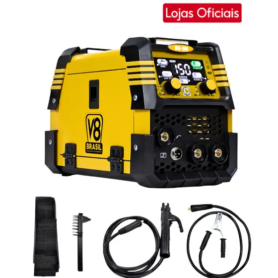 Máquina de Solda Multiprocesso 150i V8 Brasil MIG TIG MMA 150A (220V) Sem Gás Nacional