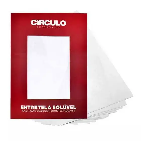 Folha Entretela Adesiva Solúvel A4 - hidrossolúvel e colante para bordado