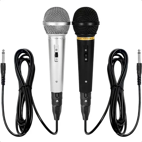 Kit 2 Microfone Dinâmico Mic Profissional Com Fio XLR para P10 Completo