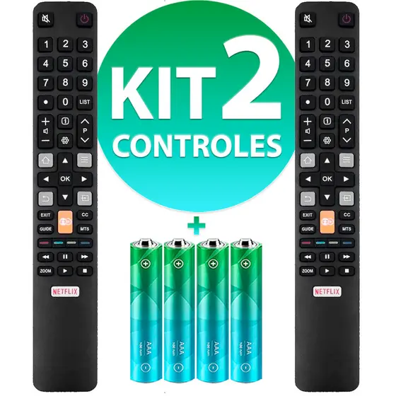 Kit Controle Remoto Compatível Com Tv Tcl Smart Rc802n Netflix