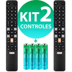 Kit Controle Remoto Compatível Com Tv Tcl Smart Rc802n Netflix