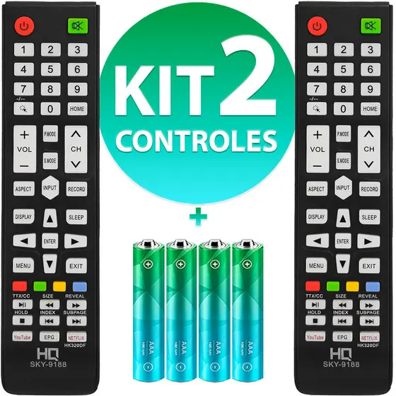 Kit Controle Remoto Compatível Com Tv HQ Led tv32hd 32 39 43