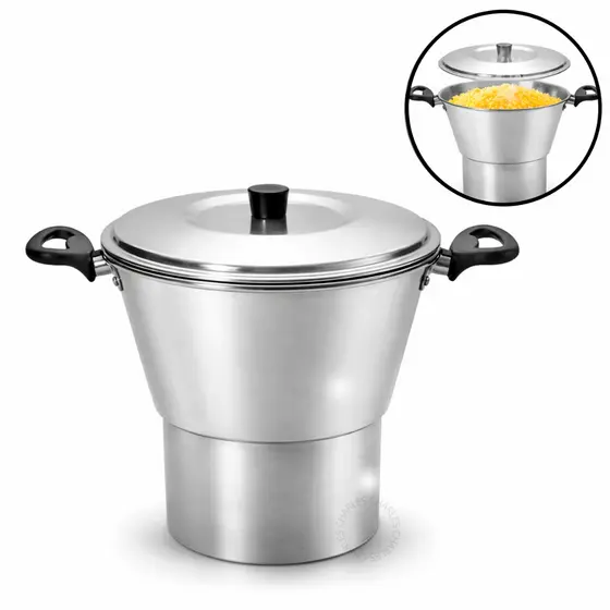 Cuscuzeiro Alumínio Reforçada N16 Tampa Panela Inox Cuscuz