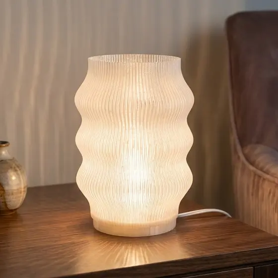 Abajur Luminária 3D Ondulada LED Luz Quente Decorativa Quarto Sala Moderna