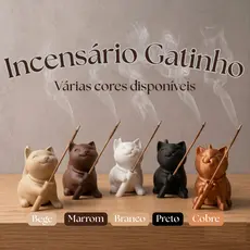 Incensário Vareta Gatinho Decorativo Suporte Porta Incenso Minimalista Moderno Relaxante Zen