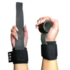 Fita Par Strap com munhequeira fita de couro para Peso Pulso Tala Munhequeira Couro Crossfit Gancho