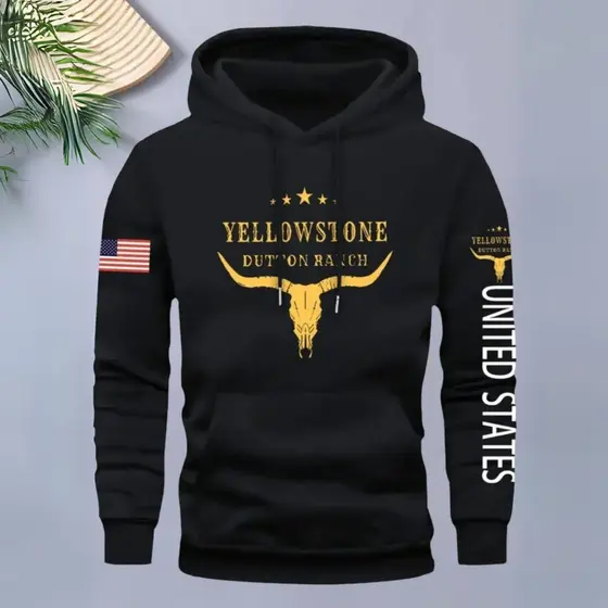 Moletom Estilo Yellowstone Country Unissex 100% Algodão Confortavel e Estiloso Com Capuz e Bolso, Unissex