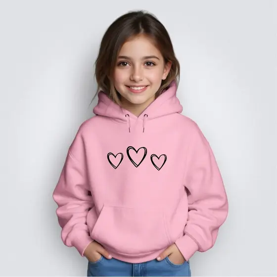 Moletom Infantil Blusa Bolso Canguru Corações Menino Menina Lançamento