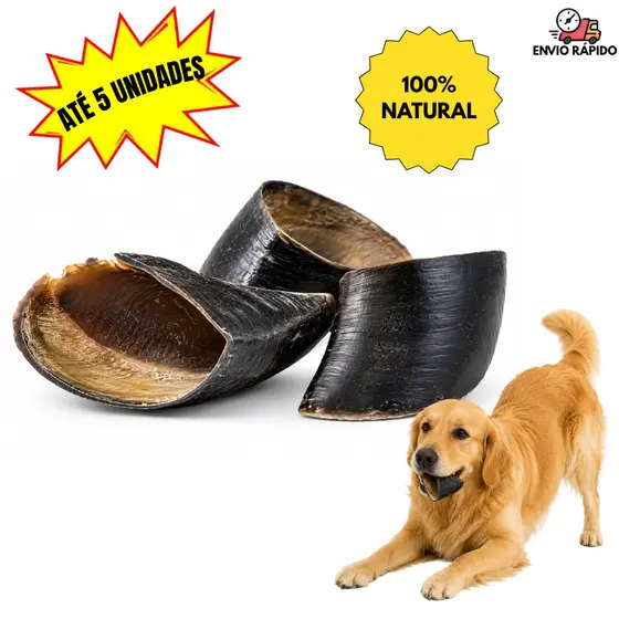 Mordedor Natural Para Cachorro Casco Bovino Petisco Para Cães Até 5un