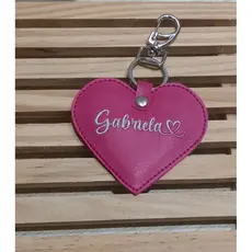 Chaveiro Coração Personalizado com Nome - Chaveiro Bordado em Couro Sintético - Tag Luxo