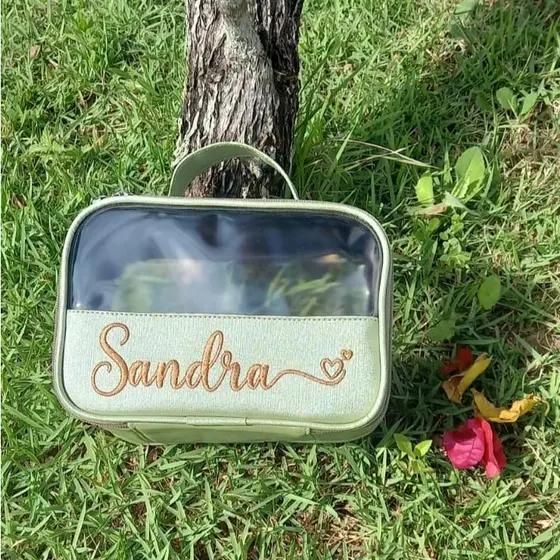 Necessaire Organizador Personalizado P com alça e com visor plástico