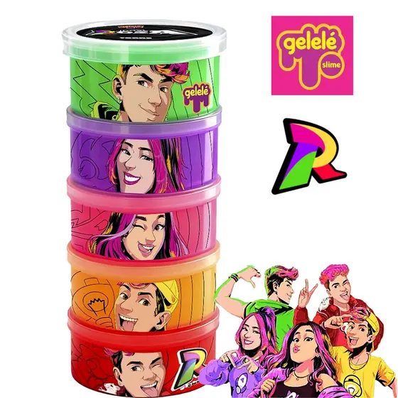 Kit Slime Torre 5 Potinhos Gelelé Dos Rosa Youtubers 330g Original