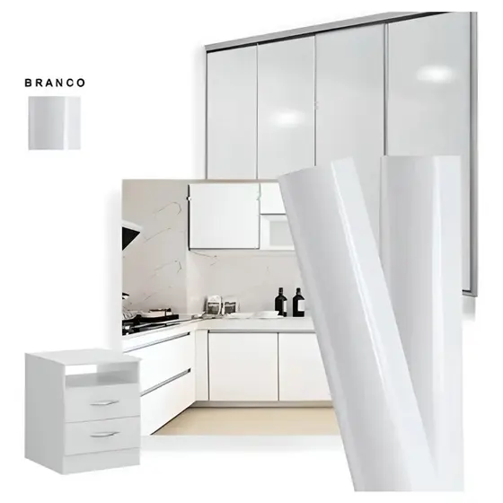 Adesivo Vinil Branco Tipo Papel Contact A prova D'Água Para Envelopamento Geladeira Móveis Fogão