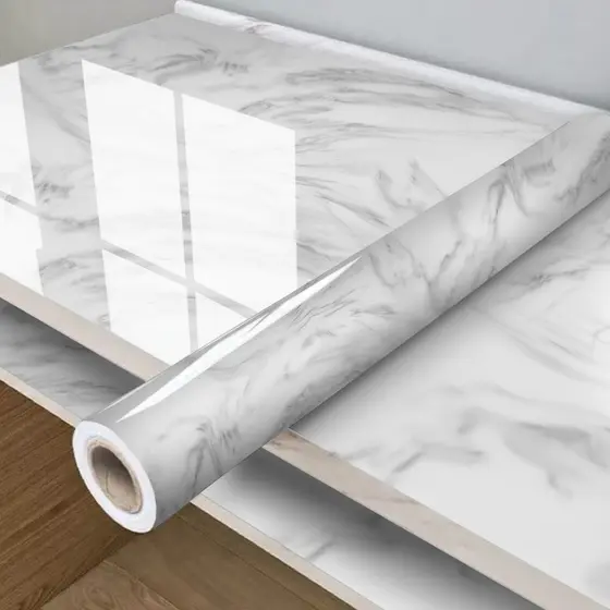Rolos Papel de Parede Mármore Branco e Dourado | Branco e Cinza Autoadesivo Lavável | Ideal para Sala e Cozinha