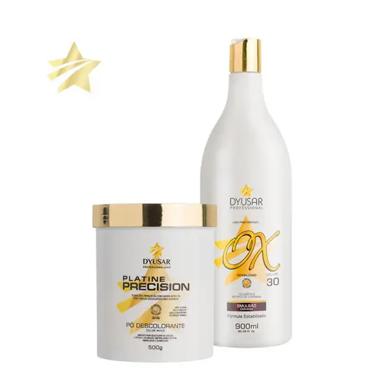 Kit Descoloração Profissional Pó Descolorante Branco e Oxidante 40 Volumes Dyusar Cosméticos