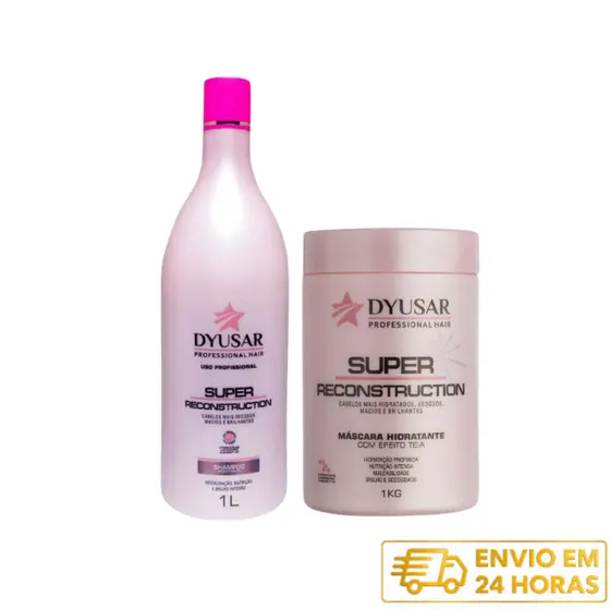 Kit Super Reconstrução Capilar Profissional Shampoo e Máscara DYUSAR Grande