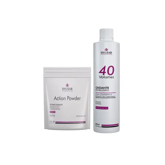 Kit Pó Descolorante Action Powder Água Oxigenada 40 Volumes 400 ml