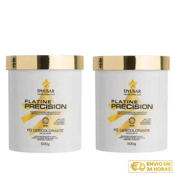 Kit 2 Pó Descolorante Profissional DYUSAR Platine Precision White Clareia Até 9 Tons