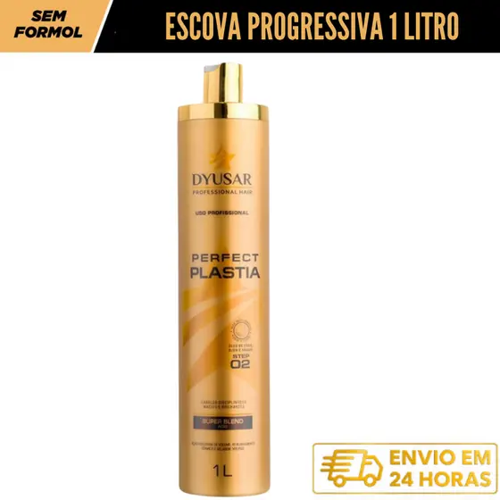 Escova Progressiva Sem Formol Perfect Plastia DYUSAR 1L Profissional Alinhamento Capilar