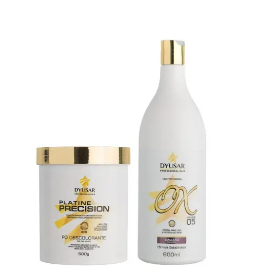 kit Pó Descolorante Platinado Profissional Platine Precision White + OX 5 Volumes DYUSAR