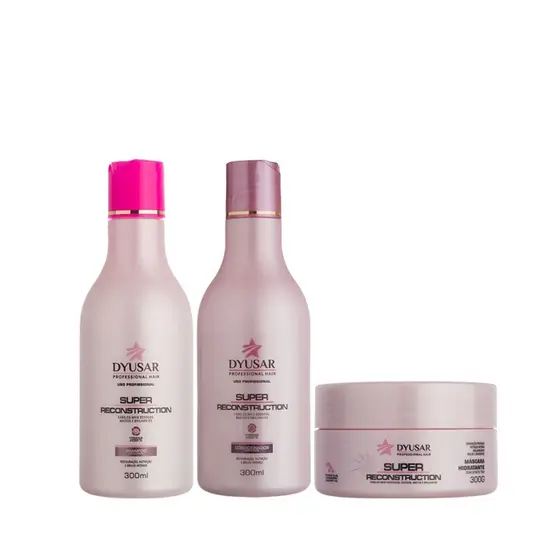 Kit Super Reconstrução Capilar Profissional Shampoo + Condicionador + Mascara 300g