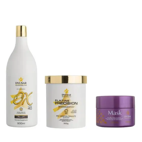 Kit Pó Descolorante Platine P. White+Ox 40 + Matizadora 300g