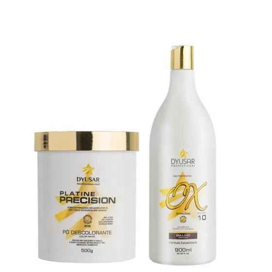 kit Pó Descolorante Platinado Profissional Platine Precision White + OX 10 Volumes DYUSAR