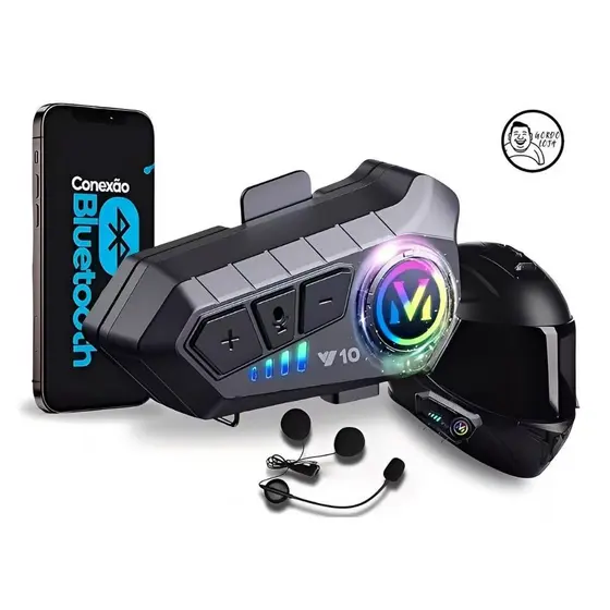 Y10 Motocicleta Sem Fio Bluetooth 5.3 Fone de Ouvido Capacete Kit de Chamadas Mãos Livres À Prova D'Água Intercom