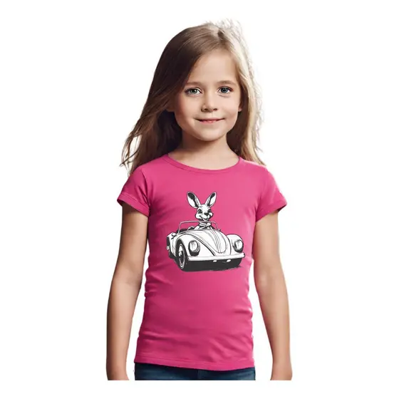 Camiseta Infantil Menina Algodão Canguru No Fusca
