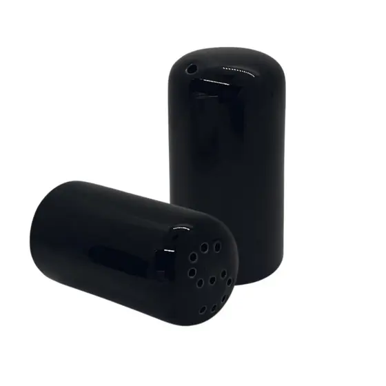 Kit Saleiro e Paliteiro de Mesa em Ceramica Preto Liso