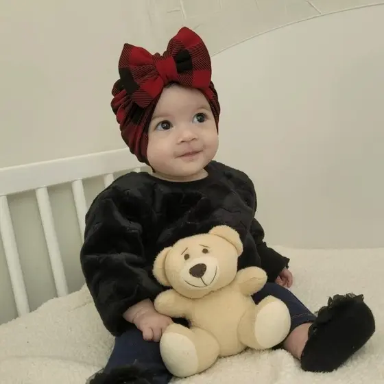 Turbante bebê laço Xadrez