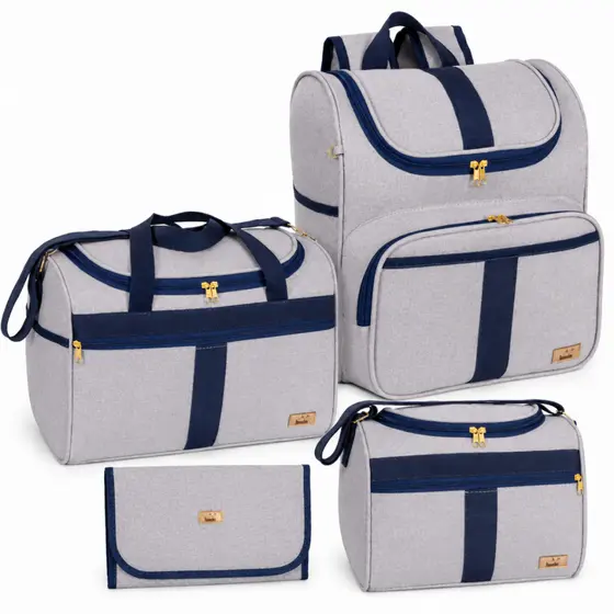 Bolsa Maternidade Kit 04 peças Bolsa G + Bolsa P+ Mochila e Trocador Harmonia