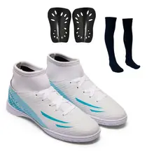 Chuteira Futsal UZ 2000 Botinha Cano Alto Adulto Uzze Sport Lançamento + Meião Caneleira