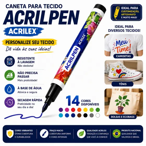 Caneta Para Tecido Acrilpen  Acrilex