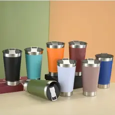 Copo Térmico Com Tampa 502ML Aço Inox