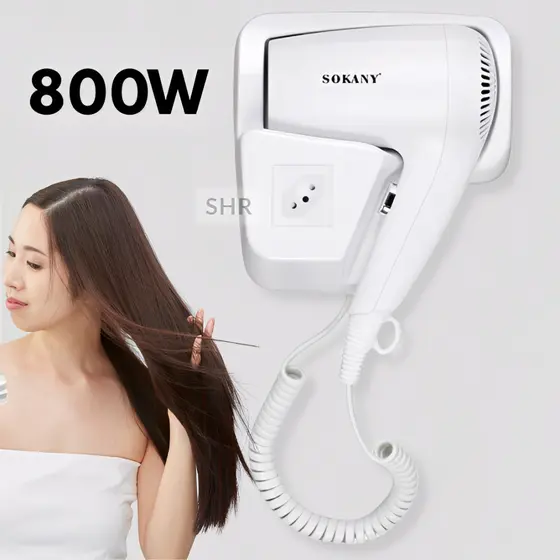 Secador De Cabelo Com Suporte De Parede Fixo C/ Tomada 110/220v Secagem Rápida