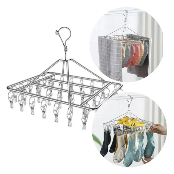 Varal Metal Suspenso 40 Prendedores Portátil Retrátil Roupa Intima Meia Cueca