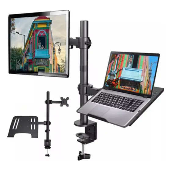 Suporte Duplo Articulado De Mesa Para Monitor E Notebook De 13'' e 27''