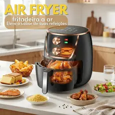 Fritadeira Elétrica 6.5L 1700W Tensão 127V Sem Óleo Cesto Removível Controle de Temperatura