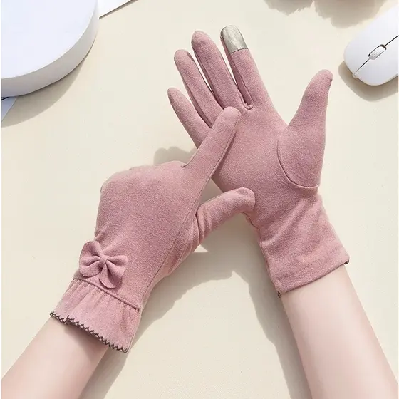 KIT 02 Luvas Térmicas Femininas Touch Screen Peluciada Forrado Grosso Quente Impermeável Inverno