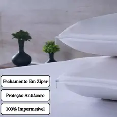 Capa Protetora de Travesseiro Impermeável com Zíper 70x50 cm - Kits com 1, 2 ou 4 Unidades