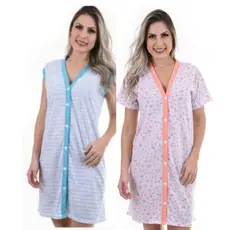 Camiola Aberta kit 2 pijamas Cirurgia e amamentação Roupa de Dormir