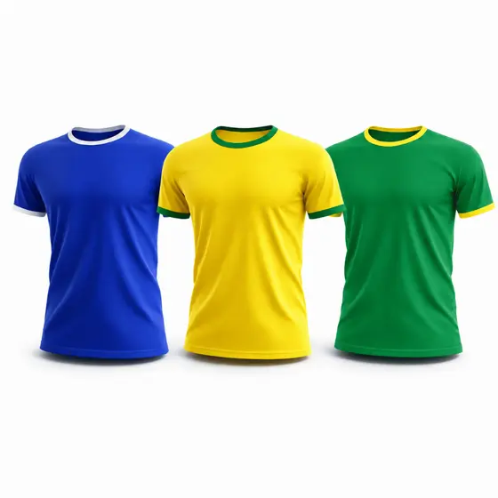 Camiseta Esportiva Masculina E Feminina Azul-Amarela-Verde Dry Fit Gola U - MODELO CASUAL CONFORTAVEL